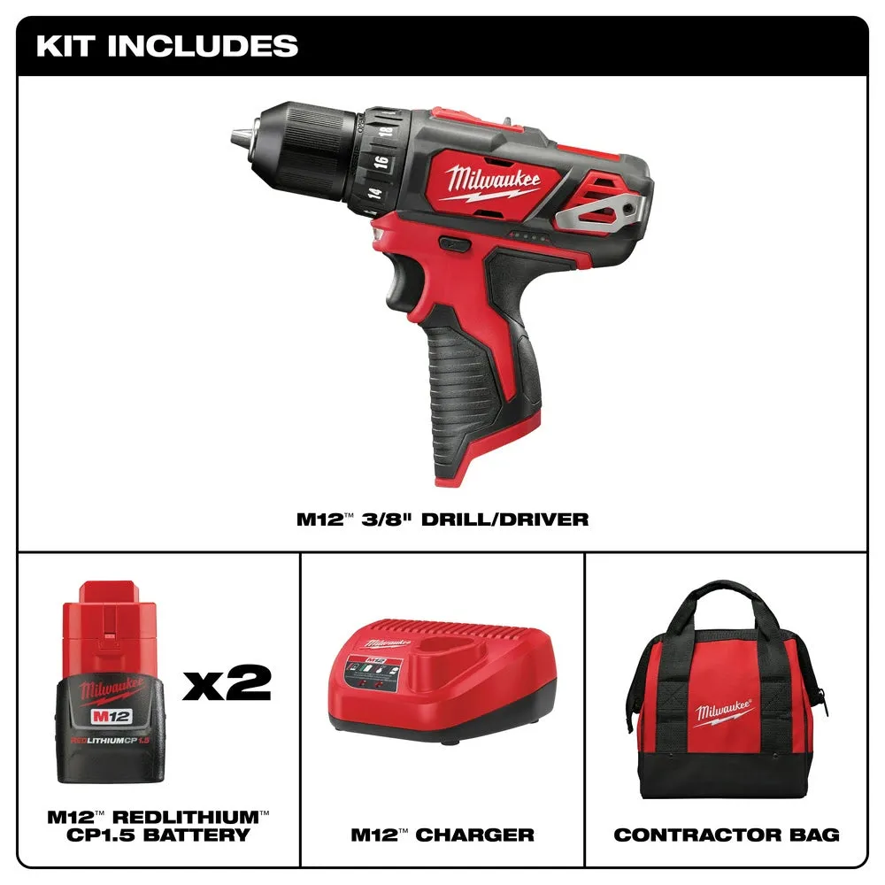 Milwaukee 2407-22 M12 3/8” Drill/Driver Kit