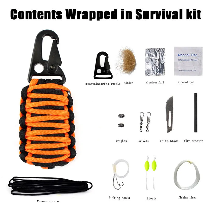 Paracord Survival Grenade (30pc) Kit with (4) Water Purification Tablets