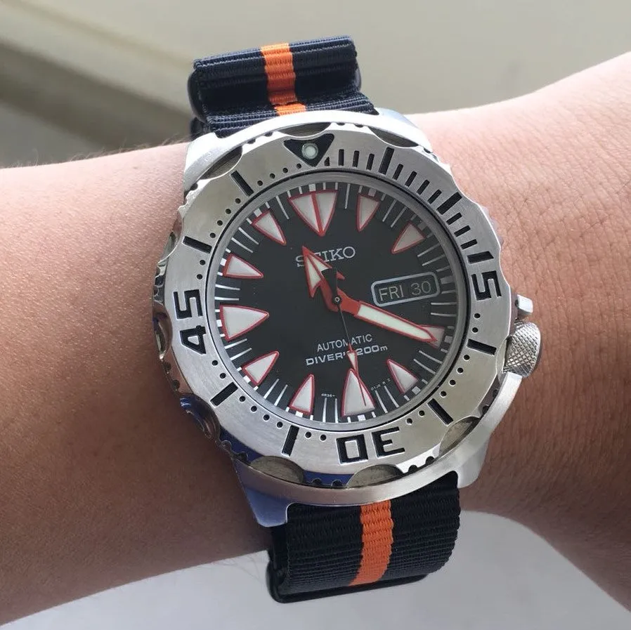 Premium Nato Strap in Black Orange