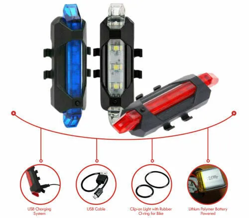 Rechargeable USB LED Bike Warning Tail Light