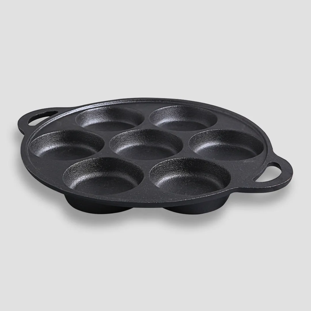 SOGA 31.5cm Cast Iron Takoyaki Fry Pan Octopus Balls Maker 7 Hole Cavities Grill Mold