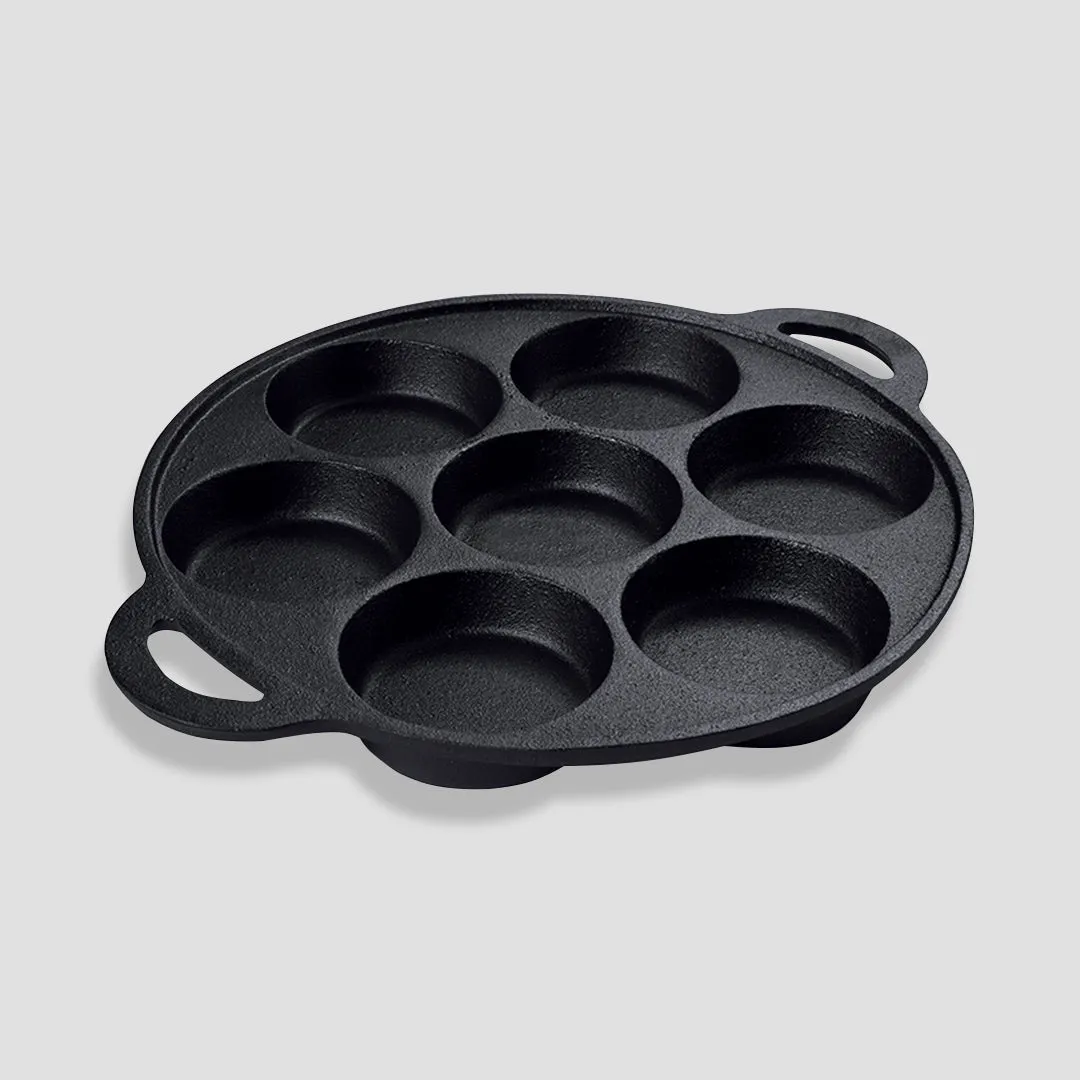 SOGA 31.5cm Cast Iron Takoyaki Fry Pan Octopus Balls Maker 7 Hole Cavities Grill Mold